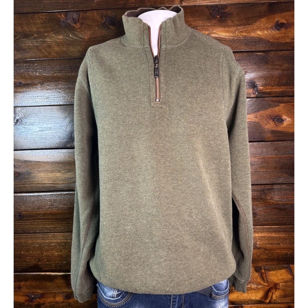 Tommy Bahama Reversible 1/4 Zip Ribbed Knit Pull Olive Green/Brown Men's Large‎ - Picture 6 of 15